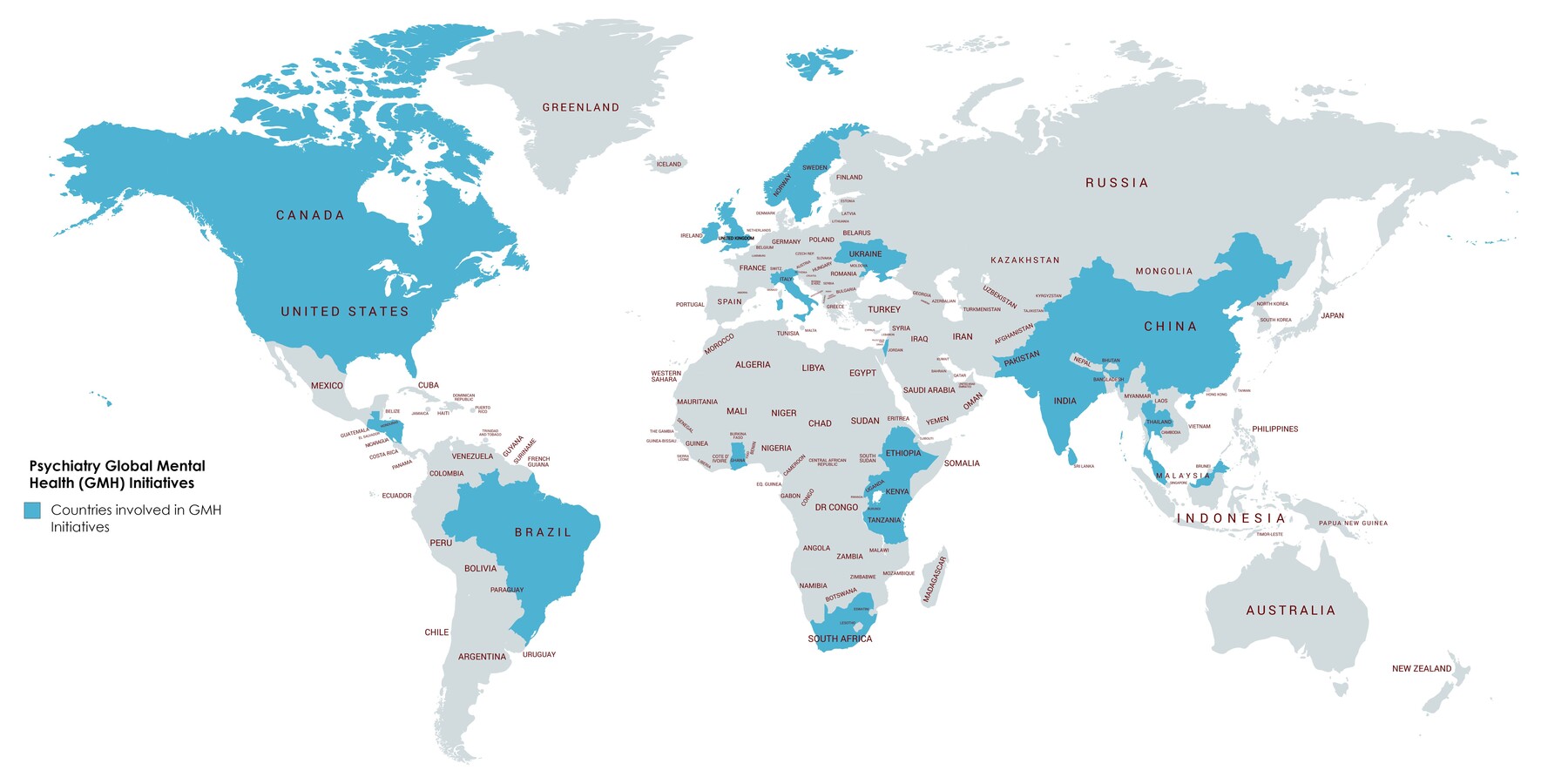 Psychiatry Global Mental Health (GMH) Initiatives by Country